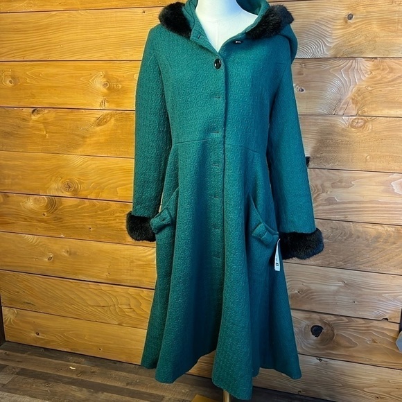 Modcloth Jackets & Blazers - WOMENS MODCLOTH VINTAGE LIKE HOODED GREEN PEA COAT SIZE 16 XL
